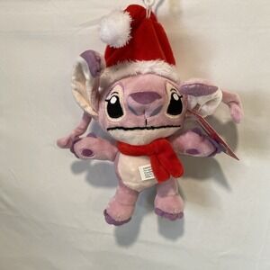 Disney Ruz Lilo & Stitch ANGEL Santa Hat 8" Plush Clip Stuffed‎ Animal Christmas